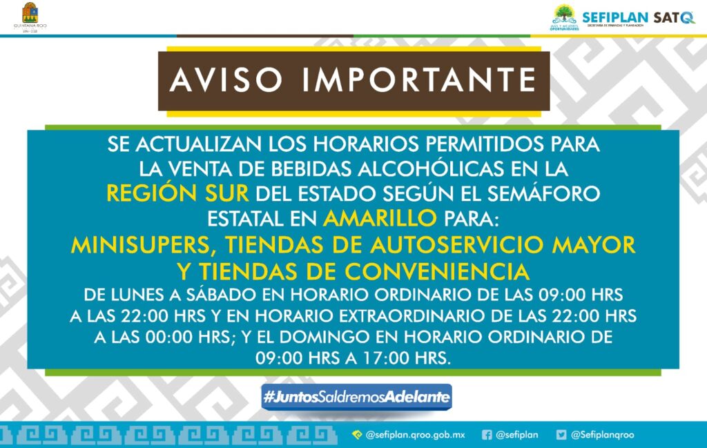 Sefiplan actualiza horarios para la venta de alcohol en quintana roo la revista del sureste mx Sefiplan. Horarios2